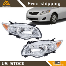 Pair Replacement Of Chrome Leftright Headlights For 2009-2010 Toyota Corolla