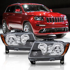 Black Headlights Set For 2011-2013 Jeep Grand Cherokee 11-17 Compass Halogen