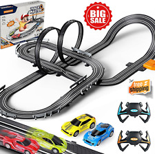 Slot Car Race Track Sets W 4 High-speed Slot Cars Dual Racing Game Race New