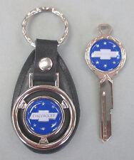 Chevy Truck Blue 2 Pc Classic White Gold Key Fob Chevrolet Bow Tie 1935-1966