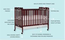 3-in-1 Convertible Crib Cherry Sustainable Pinewood Non-toxic Locking Feature