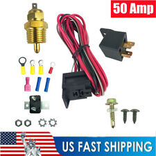 Complete 12v Electric Fan Wiring Harness Kit Relay 50amp Thermostat 185 For Car