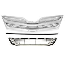 For Toyota Venza 13-2016 3x Silver Upper Grille Lower Mesh Grill Molding Set