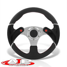 Black Pvc Stitch Racing Steering Wheel Red Buttons Horn Universal 320mm 13
