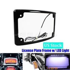 Led Curved Motorcycle License Plate Frame W Brake Light Lamp - Black Finish Us