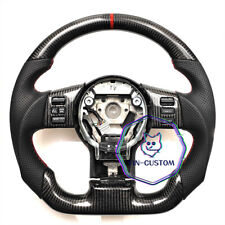 Real Carbon Fiber Steering Wheel For Nissan 350z Red Line W Black Leather