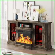 59 Fireplace Tv Stand 3-sided Glass Media Entertainment Center Console Table