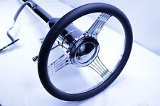 28 Street Hot Rod Chrome Tilt Steering Column Floor Shift With Banjo Wheel
