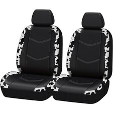 Car Seat Covers Front Universal Fit Cow Print Pattern Faux Leather Set Of 2