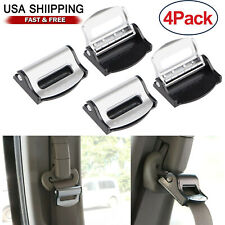 4pcs Car Seat Belt Adjuster Stopper Buckle Improves Comfort Clips Strap Silver