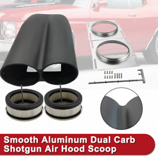 Aluminum Shotgun Intake Smooth Top Dual Carb Hood Scoop Black Fits 4150 Carbs