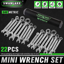 22pcs Combination Wrench Set Ignition Spanner Steel Tools Metric Sae Mini Small