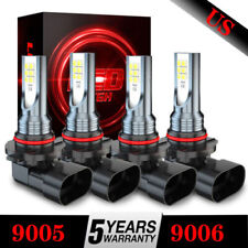 9005 9006 Led Headlights Bulbs 10000k High Low Beam Kit Combo Super White Bright