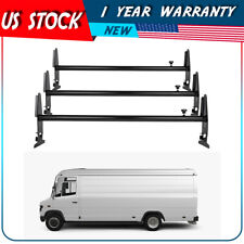 Roof Ladder Rack Cargo Carrier Square Van 3 Bar Rail For Chevy Dodge Ford Gmc