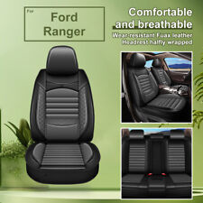 Car 5-seat Covers Fuax Leather Cushion Pad Fit For Ford Ranger 2019-2024 Black