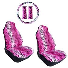 New Pink Leopard Animal Print High Back Seat Cover Combo Cars Suvs Vans