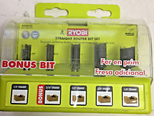 Ryobi A25rs51 5-piece Straight Router Bit Set Wood 14 Shank New