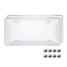 2 Unbreakable Clear Bubble License Plate Tag Holder Frame Bumper Shield Cover