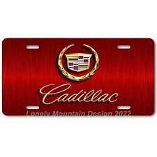 Cadillac Inspired Art Gold On Red Flat Aluminum Novelty Auto License Tag Plate