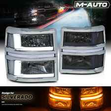 Lrled Drlturn Signal Light Barsmoke Headlight For 14-15 Chevy Silverado 1500