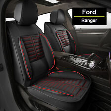 For Ford Ranger 2019-2024 Car 5-seat Covers Cushion Pad Faux Leather Red Lines