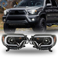 Rightleft Headlights For 2012-2015 Toyota Tacoma Halogen W Led Drl Clear Black