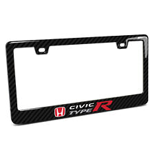 Honda Red Civic Type-r Black Real Carbon Fiber Abs Plastic License Plate Frame