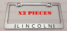 2x Lincoln Stainless Steel Chrome Mirror Finished License Plate Frame Holder
