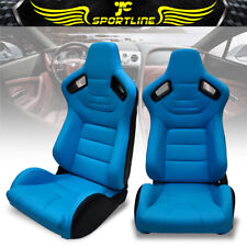 Universal Reclinable Racing Seat Dual Slider X2 Pu Carbon Leather Light Blue