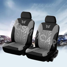 Butterfly Pattern Universal Black Grey Front Seat Covers Set Cushion 2x Car Kit