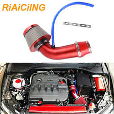 Power Flow Pipe Hose System Cold Air Intake Filter Induction Kit Universal Red