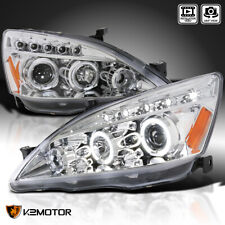 Fits 2003-2007 Honda Accord 24dr Led Halo Projector Headlights Lamps Leftright