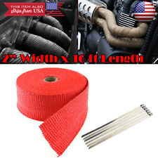 2 15 Ft Exhaust Header Downpipe Pipe Red Heat Wrap 6 Ties For Vw Porsche Audi