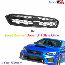 Front Bumper Upper Grille Glossy Black For Subaru Wrx Sti 18-19 Sti Style Trim