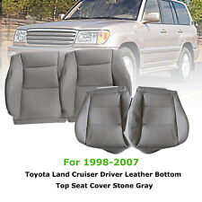 For 98-07 Toyota Land Cruiser Front Side Bottomtop Leather Seat Cover Gray