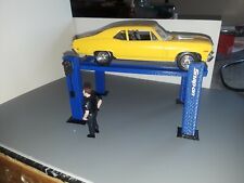 124 125 Scale Blue 4 Post Adjustable Car Lift For Work Shop Garage Dioramas