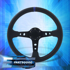 350mm 14 Pvc Leather Blue Stitch 3 Racing Deep Dish Aluminum Steering Wheel