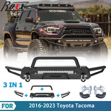 Black Steel Front Bumper Assembly Wled Lights Bar For Toyota Tacoma 2016-2023
