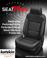 Katzkin Leather Seat Covers 2014-18 Silverado Crew Double Cab Black Ebony Silver