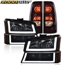 Fit For 2003-2006 Silverado Black Housing Amber Led Drl Headlight Tail Lights