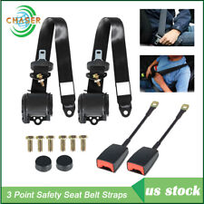 2x Retractable Adjustable 3 Point Safety Seat Belt Straps Car Vehicle Belt Kit
