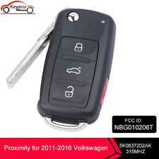 For 2011-2016 Volkswagen 4-button Proximity Flip Smart Key Keyless Remote Fob