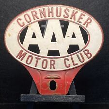 Vintage Aaa Cornhusker Motor Club License Plate Topper Rare