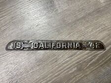 Vintage California 1942 Automobile Metal License Plate Tag Topper Read Details