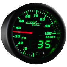 52mm Black Green Maxtow Double Vision 100 Psi Diesel Boost Gauge