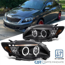 Black Fits 2009-2010 Toyota Corolla Led Halo Projector Headlights Lamp Lr 09-10