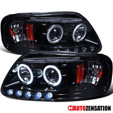 Led Halo Fit 1997-2003 Ford F150 Expedition Black Smoke Projector Headlights