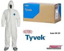 Dupont Tyvek Protective Coverall Cleaning Painting Spray Suit Hood Boots 25cs