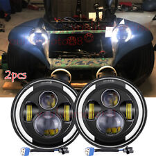 Pair Fit Volkswagen Dune Buggy 7 Led Headlights Hilo Beam Halo Drl Turn Signal