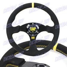13 Yellow Stitching Suede Leather Racing Sport Steering Wheel For Momo Omp Hub